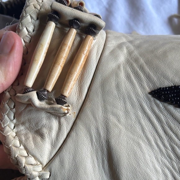 Vintage Star-Studded Black and Cream Fringe Jacket by REN Ellis renegade - Picture 5 of 10